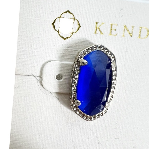 KENDRA SCOTT Ellie Cobalt Blue Earring Studs with Silver Tone - Picture 2 of 3